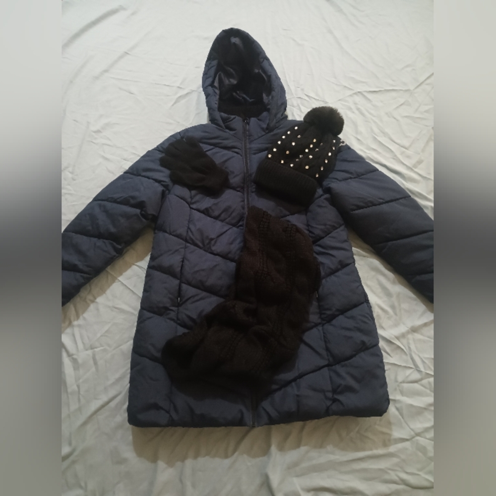 Big Chill Navy Quilted Puffer Coat